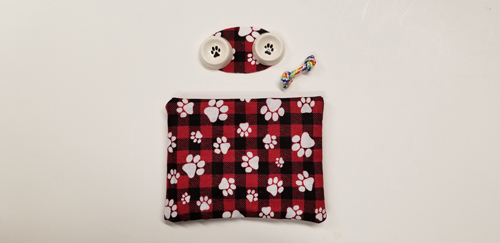 (image for) Miniature Dog Bed, Floor Mat and Food Bowl for Dollhouses